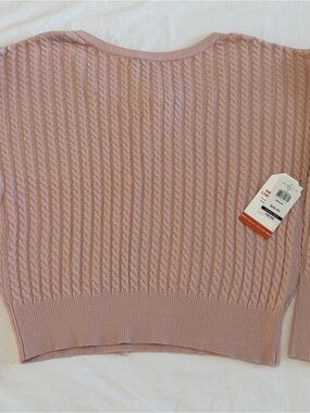 Willow & Root Cable Knit Sweater Open back with tie - Dusty Pink NWT
